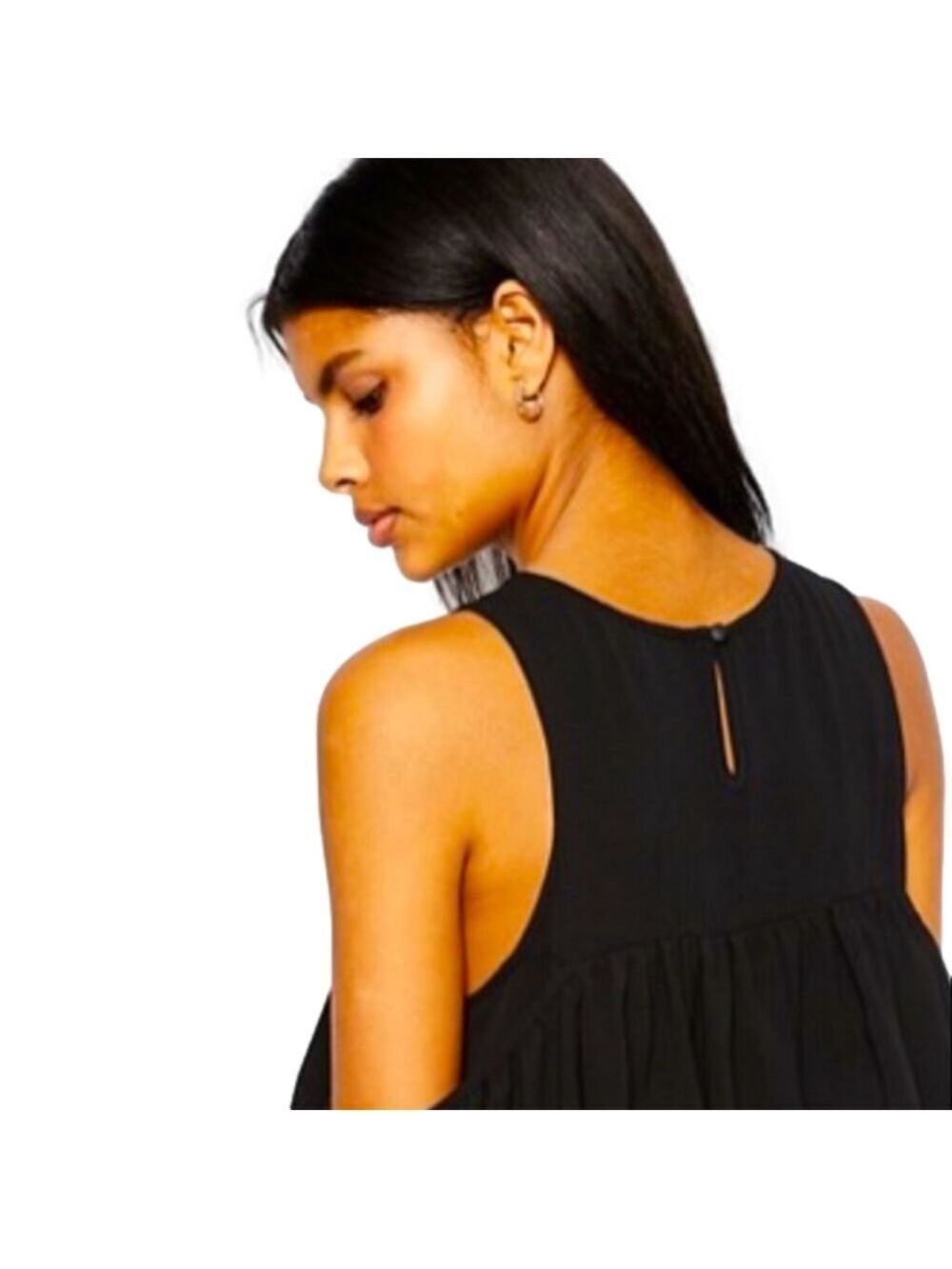 ASOS Black Flowy Cold Shoulder Ruffle Top - Picture 2 of 6
